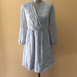 Boden light blue silk cross front dress 2R